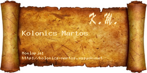 Kolonics Martos névjegykártya